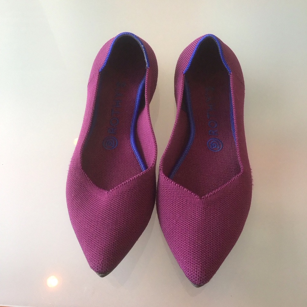 Rothys The Point Violet Purple Pointed Toe Flats Slip On Shoes 9 EUC Retired